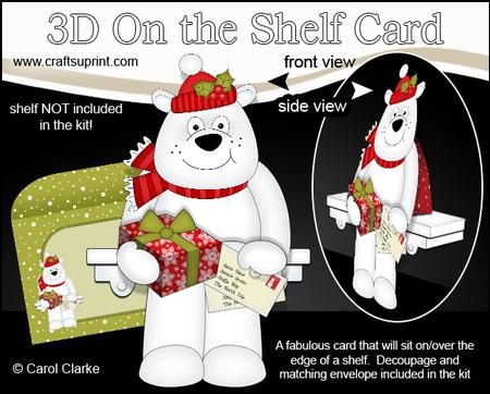 3D on the Shelf Card Kit - Little Christmas Polar Bear Ben