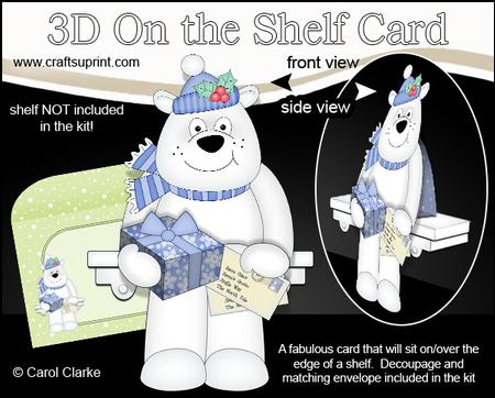 3D on the Shelf Card Kit - Little Christmas Polar Bear Ben