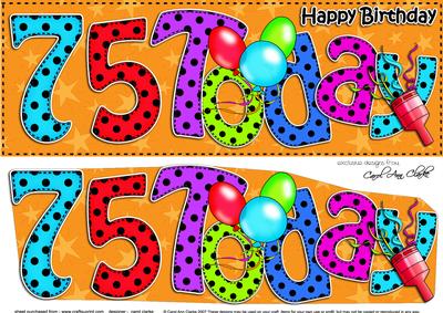 Large Dl 75th Birthday Celebrations Card & 3D Decoupage