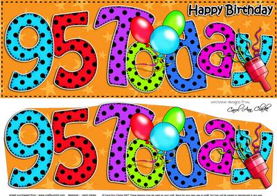 Large Dl 95th Birthday Celebrations Card & 3D Decoupage