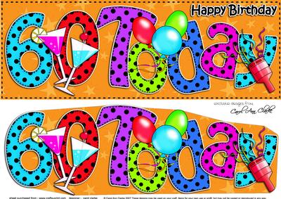 Large Dl 60th Birthday Celebrations Card & 3D Decoupage
