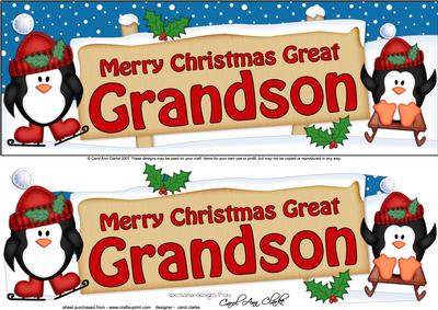 Large Dl Xmas Great Grandson Penguins Signpost