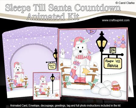 3D Xmas Westie Dog Sleeps Till Santa Countdown Card