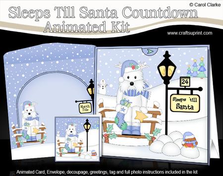 3D Xmas Westie Dog Sleeps Till Santa Countdown Card