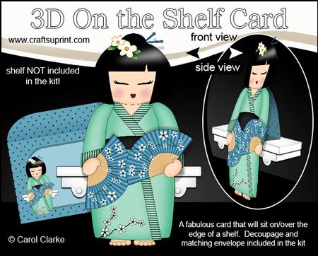 3D on the Shelf Card Kit - Japenese Kokeshi Doll Chika