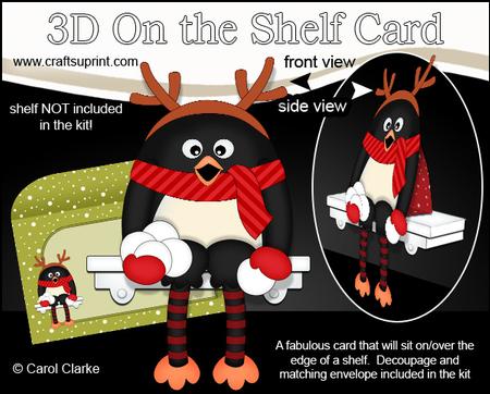 3D on the Shelf Card Kit - Christmas Pip Penguin