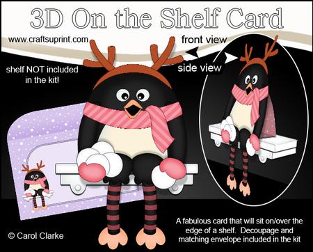 3D on the Shelf Card Kit - Christmas Pip Penguin