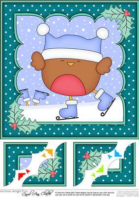 8 x 8 Christmas Bobbin Robin Scalloped Corner Topper