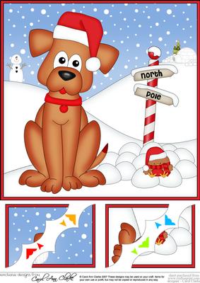 8 x 8 Christmas Rusty Dog Scalloped Corner Topper