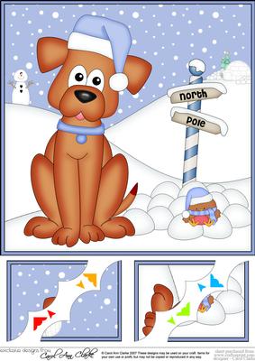 8 x 8 Christmas Rusty Dog Scalloped Corner Topper