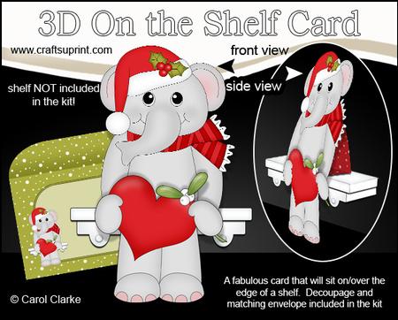 3D on the Shelf Card Kit - Little Christmas Elephant