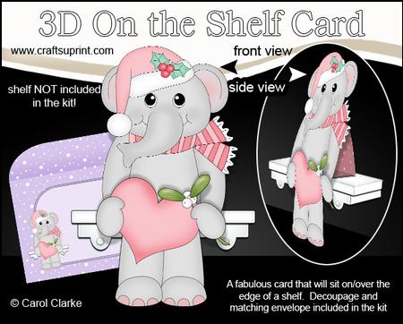 3D on the Shelf Card Kit - Little Christmas Elephant