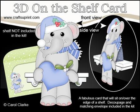 3D on the Shelf Card Kit - Little Christmas Elephant