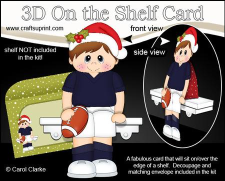 3D on the Shelf Card Kit - Little Christmas Rugby Boy