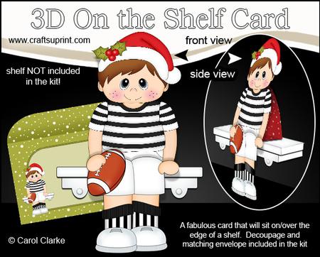 3D on the Shelf Card Kit - Little Christmas Rugby Boy
