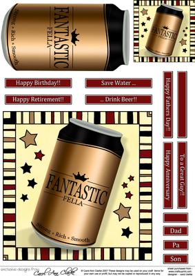 Fantastic Fella Beer Can Quick Card & 3D Decoupage