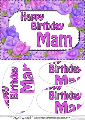 A5 Birthday Mam Time for Roses Oval Pyramage Topper