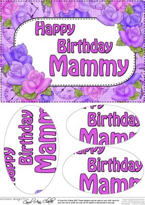 A5 Birthday Mammy Time for Roses Oval Pyramage Topper