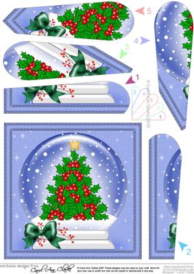 Xmas Holly Tree Fan Pyramage Topper