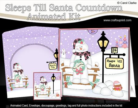 3D Xmas Snowman Mac Sleeps Till Santa Countdown Card
