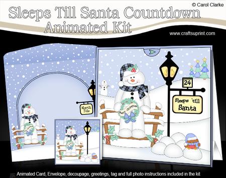 3D Xmas Snowman Mac Sleeps Till Santa Countdown Card