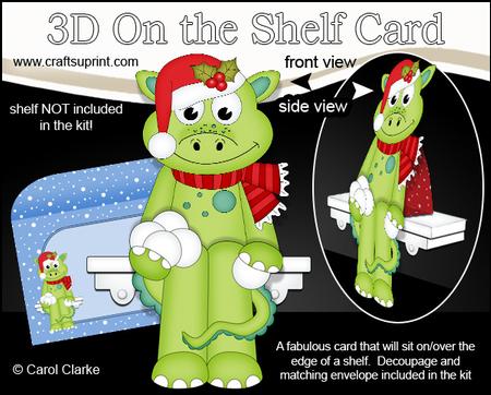 3D on the Shelf Card Kit - Little Christmas Denis Dinosaur