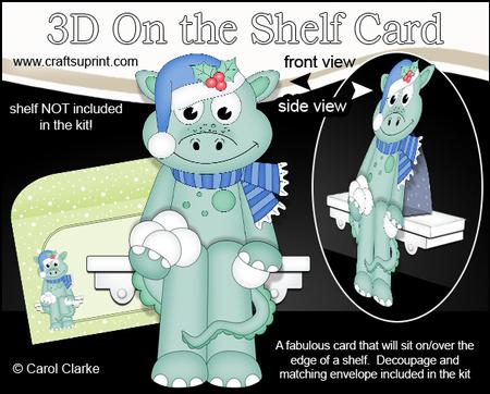 3D on the Shelf Card Kit - Little Christmas Denis Dinosaur