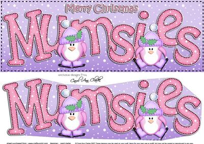 Large Dl Christmas Mumsies Penguins 3D Decoupage