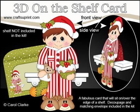 3D on the Shelf Card Kit - Little Christmas Pyjama Boy