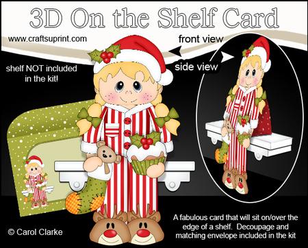 3D on the Shelf Card Kit - Little Christmas Pyjama Girl