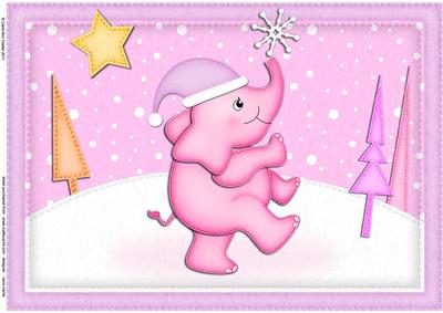 A4 Xmas Elephant Felties Card Topper