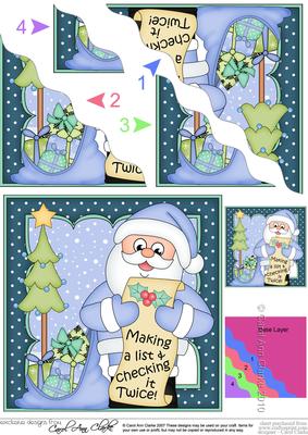 Christmas Santa's Checking His List Wavy Corner Side Stacker