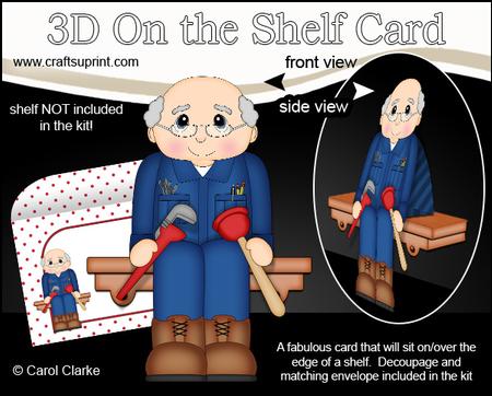 3D on the Shelf Card Kit - Old Man Plumber Len