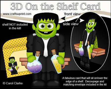 3D on the Shelf Card Kit - Little Halloween Monster Frankie