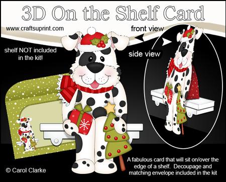 3D on the Shelf Card Kit - Little Christmas Spotty Dog