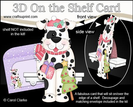 3D on the Shelf Card Kit - Little Christmas Spotty Dog