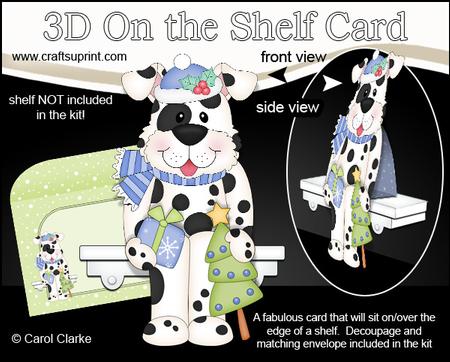 3D on the Shelf Card Kit - Little Christmas Spotty Dog
