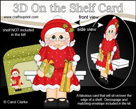3D on the Shelf Card Kit - Christmas Mrs Claus Presents