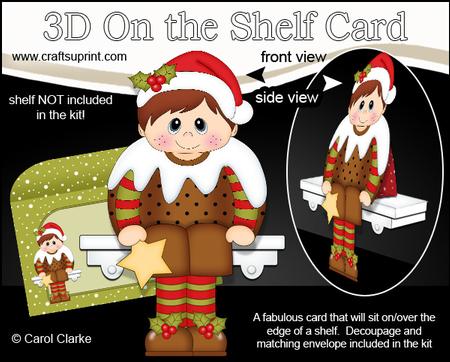 3D on the Shelf Card Kit - Christmas Pudding Fancy Dress