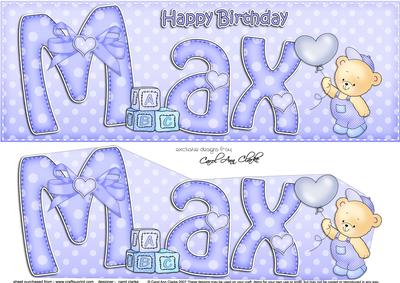 Large Dl Birthday Max Teddies 3D Decoupage