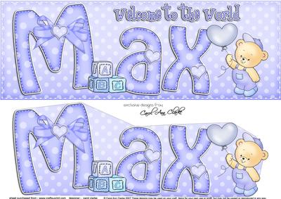 Large Dl Welcome to the World Max Teddies 3D Decoupage