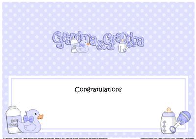 Large Dl Congratulations New Grandma & Grandpa Insert