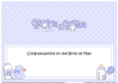 Large Dl Congratulations Max's Grandma & Grandpa Insert