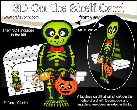 3D on the Shelf Card Kit - Little Halloween Skeleton Mcrib