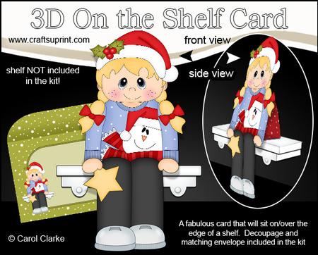 3D on the Shelf Card Kit - Little Christmas Jumper Girl