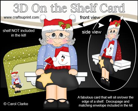 3D on the Shelf Card Kit - Christmas Jumper Old Lady