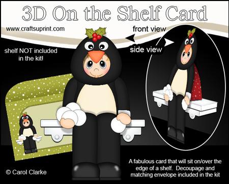 3D on the Shelf Card Kit - Christmas Penguin Fancy Dress