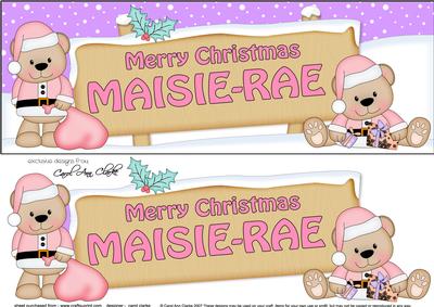 Large Dl Xmas Maisie-rae Livvy Bear Signpost 3D Decoupage