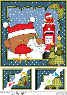 8 x 8 Christmas Bobbin Robin's Letter Scalloped Corner