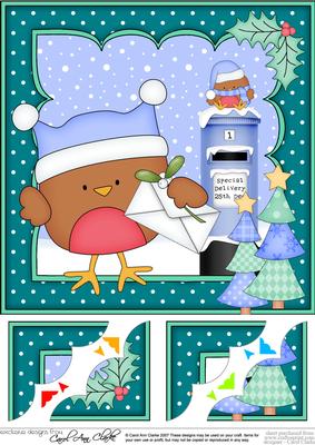 8 x 8 Christmas Bobbin Robin's Letter Scalloped Corner
